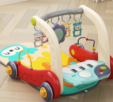 Thảm Đạp Nhạc, Thảm Nhạc Cho Bé Nằm Chơi, Kiêm Xe Tập Đi 3in1, Có Nhạc Piano, Dành Cho Bé Từ 0-12 Tháng
