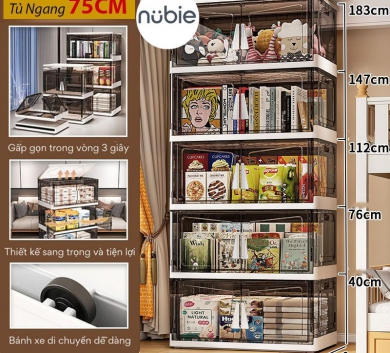 Tủ Đựng Đồ Gấp Gọn 5 Tầng Ngang 75cm