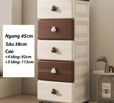 Tủ Đựng Đồ Đa Năng Hình Gấu Be Nâu 5 Tầng