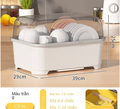 Hộp Đựng Bát Đũa Có Nắp và Rãnh Thoát Nước Size L