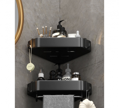 Kệ để đồ nhà tắm, giá nhà bếp - kệ inox dán tường đa năng (góc bo tròn) - không cần khoan (tặng keo dán và ốc vít)