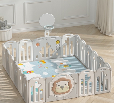 Quây Cũi Nhựa Gấp Gọn Cao Cấp Cho Bé Nhựa Nguyên Sinh Kèm Thảm Chơi, Rổ Bóng